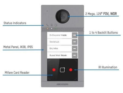 AlarmsysteemExpert.nl DS-KV8413-WME1/FLUSH Inbouw 4 beldrukkers IR verlichting PoE 12v
