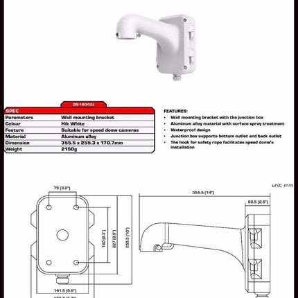 Hikvision DS-1604ZJ-BOX wandmontagesteun voor PTZ camera's