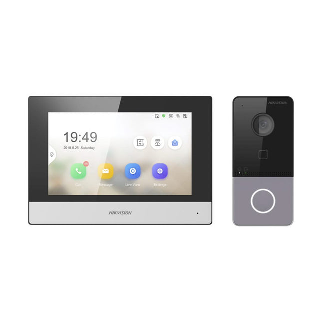 Hikvision DS-KIS603-P(B) Video-Intercom kit 1 Videodeurbel 1 Binnenpost 7" 2x voeding