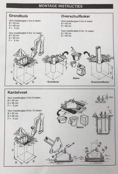 AlarmsysteemExpert.nl Vierkante cameramast met kantelanker 3 meter Zwart