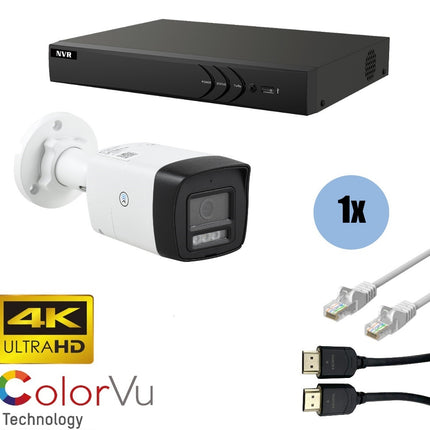 ASE Kit, 1x Bullet, 8Mp 4K Ultra HD, ColorVu met NVR en bekabeling