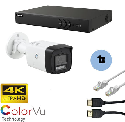 ASE Kit, 1x Bullet, 8Mp 4K Ultra HD, ColorVu met NVR en bekabeling