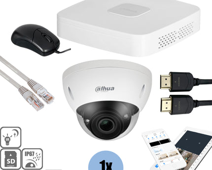 Dahua Set 1x Dome 4MP + Recorder & Bekabeling