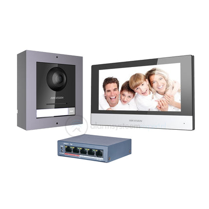 Hikvision DS-KIS602 Complete Intercom KIT met PoE Switch