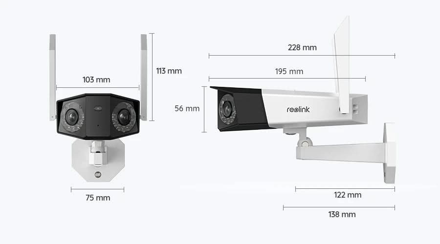 Reolink B750-W 4K/8Mp draadloze Dual-lens batterijcamera 180gr kijkhoek, slimme detectie